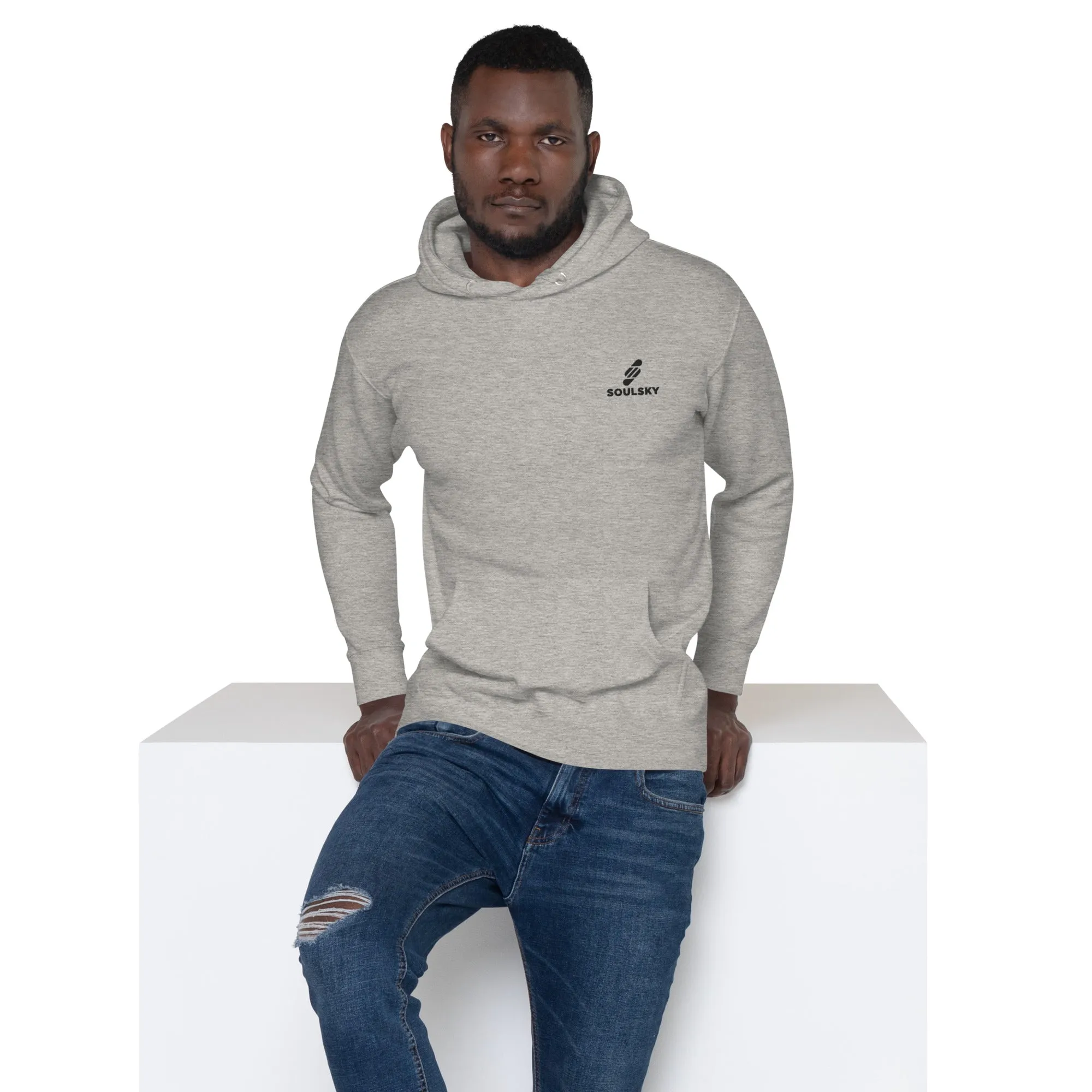 Embroidered Logo Popover Hoodie - Light Gray