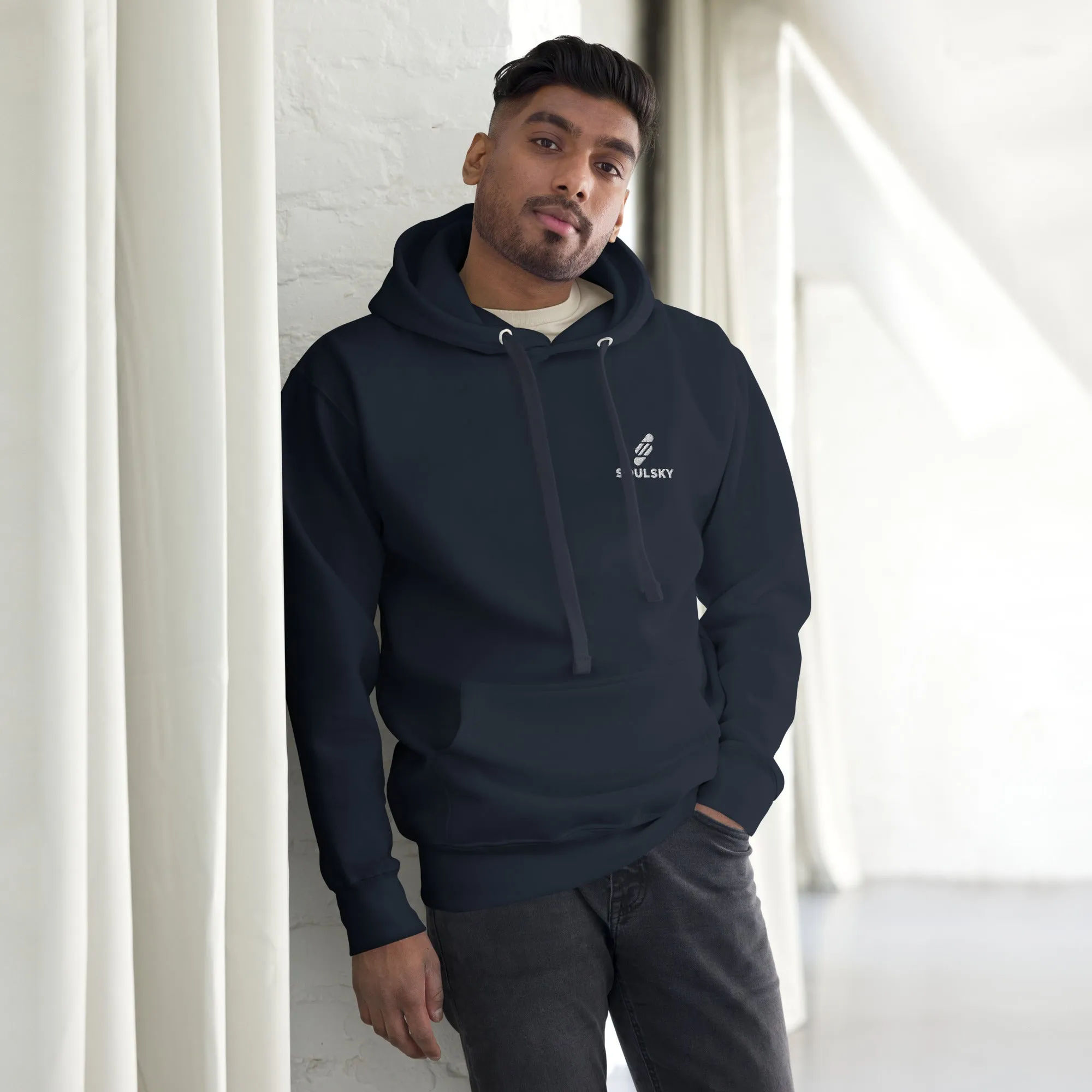 Embroidered Logo Popover Hoodie - Navy Blue