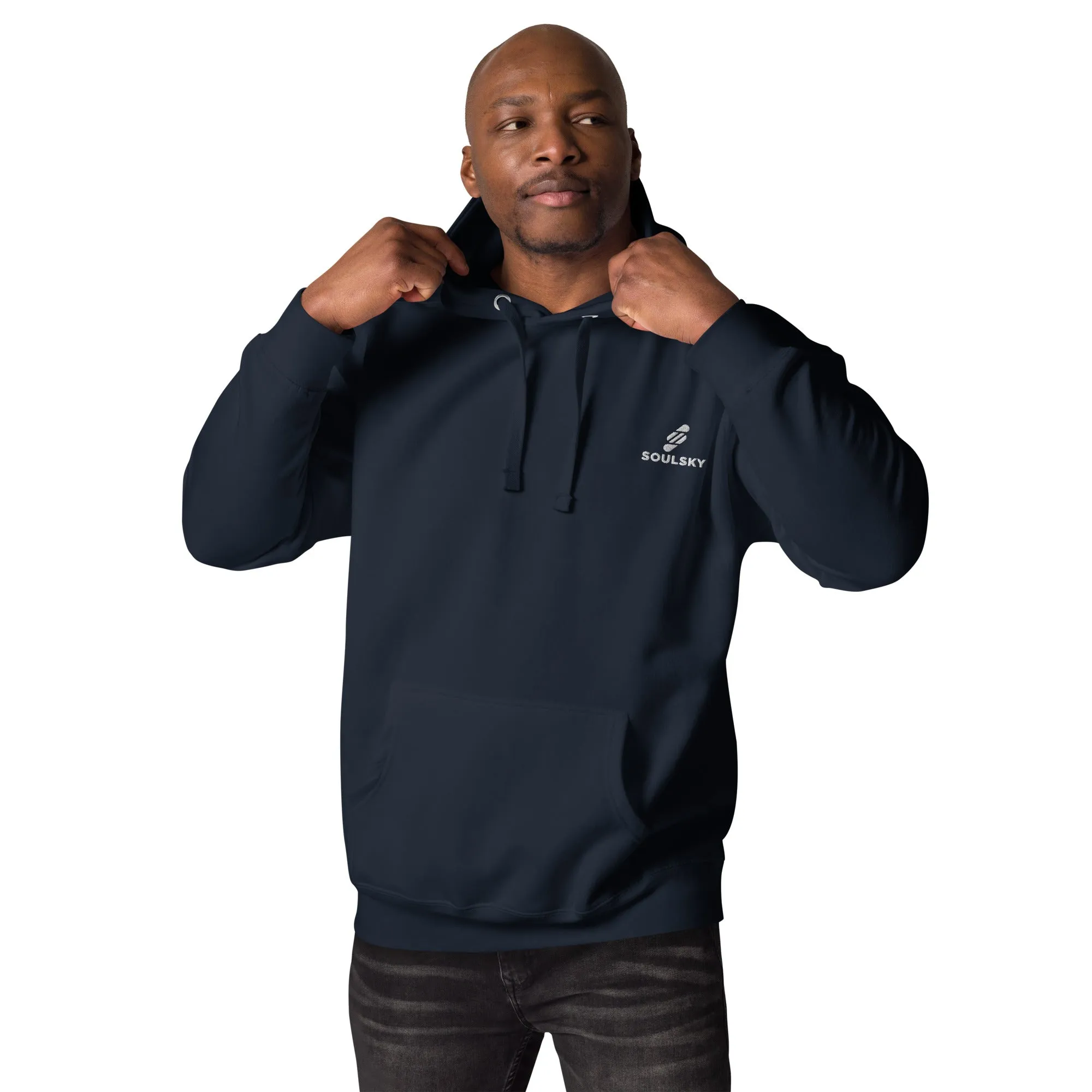 Embroidered Logo Popover Hoodie - Navy Blue