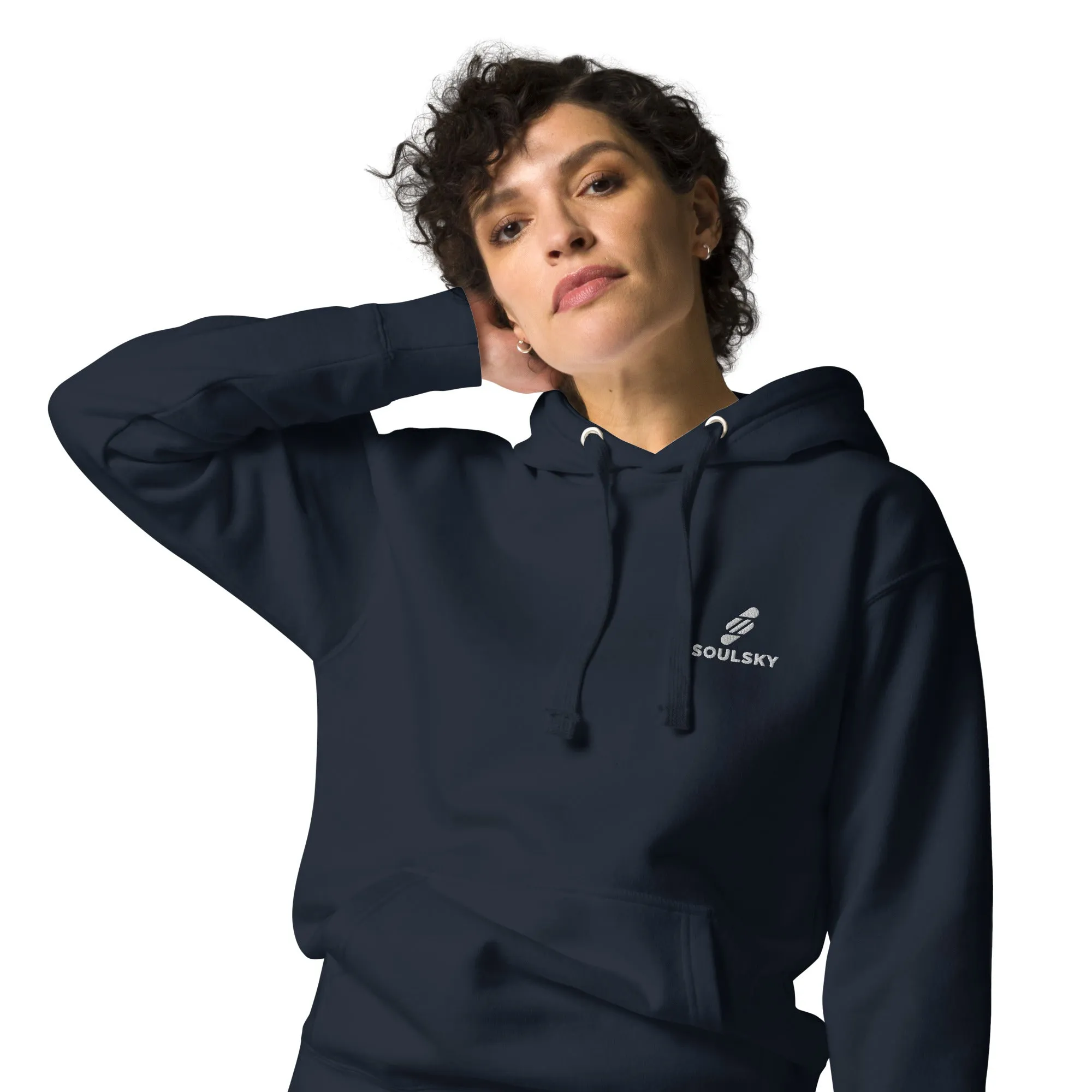 Embroidered Logo Popover Hoodie - Navy Blue