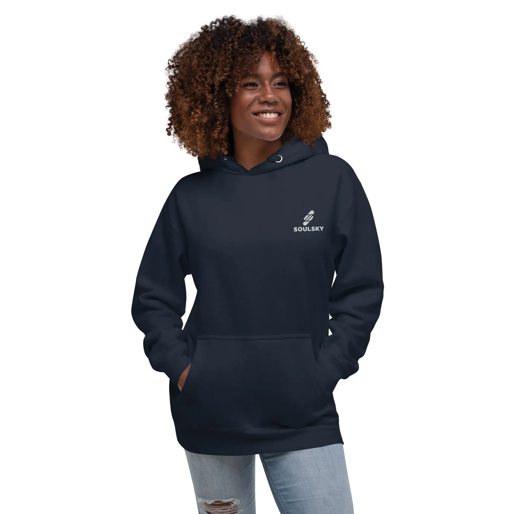 Embroidered Logo Popover Hoodie - Navy Blue