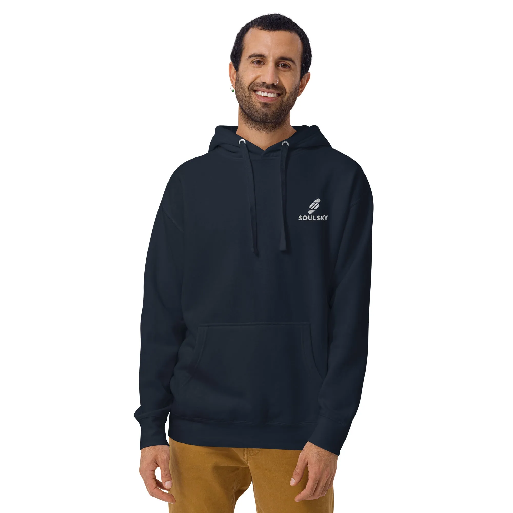 Embroidered Logo Popover Hoodie - Navy Blue