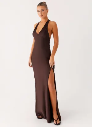Stylish and Comfortable Bridal-Shower Angie Maxi Dress - Chocolate