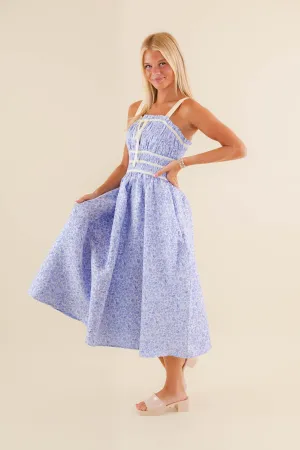Girls Day Midi Dress-Blue Breathable Style