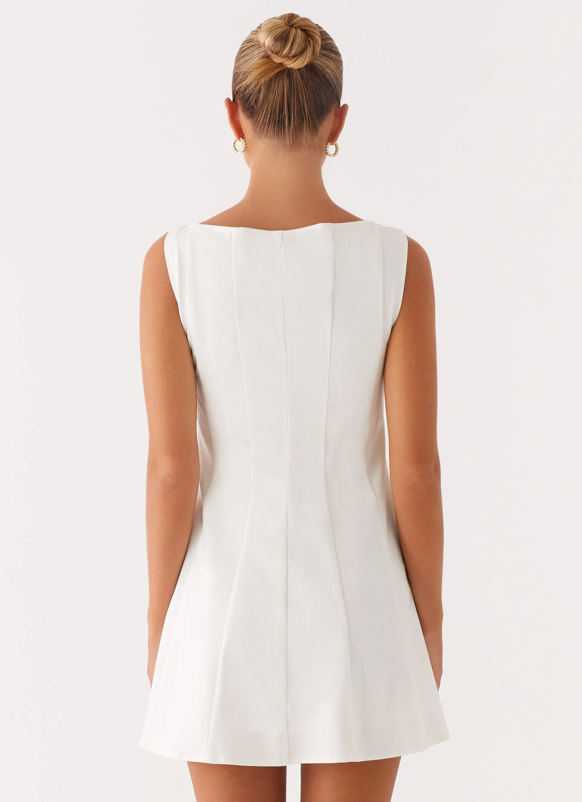 Shimmer-Finish Emelie Mini Dress - White