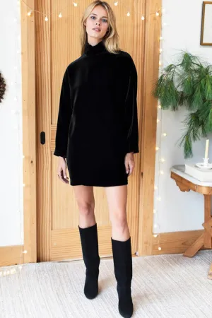 Drawstring-Waist Bow Soft Emerson Fry Edie Black Velvet Dress