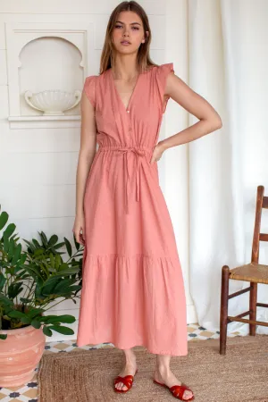 Emerson Fry Surya Dress - Muted Clay Swiss Dot Comfortable Cut