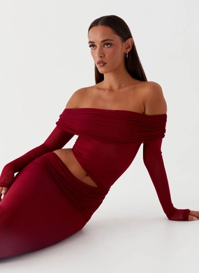 Structured-Shape Emery Maxi Dress - Cherry Red