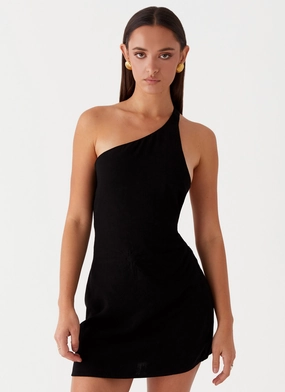 Emilee Tie Back Mini Dress - Black Elegant Tailoring