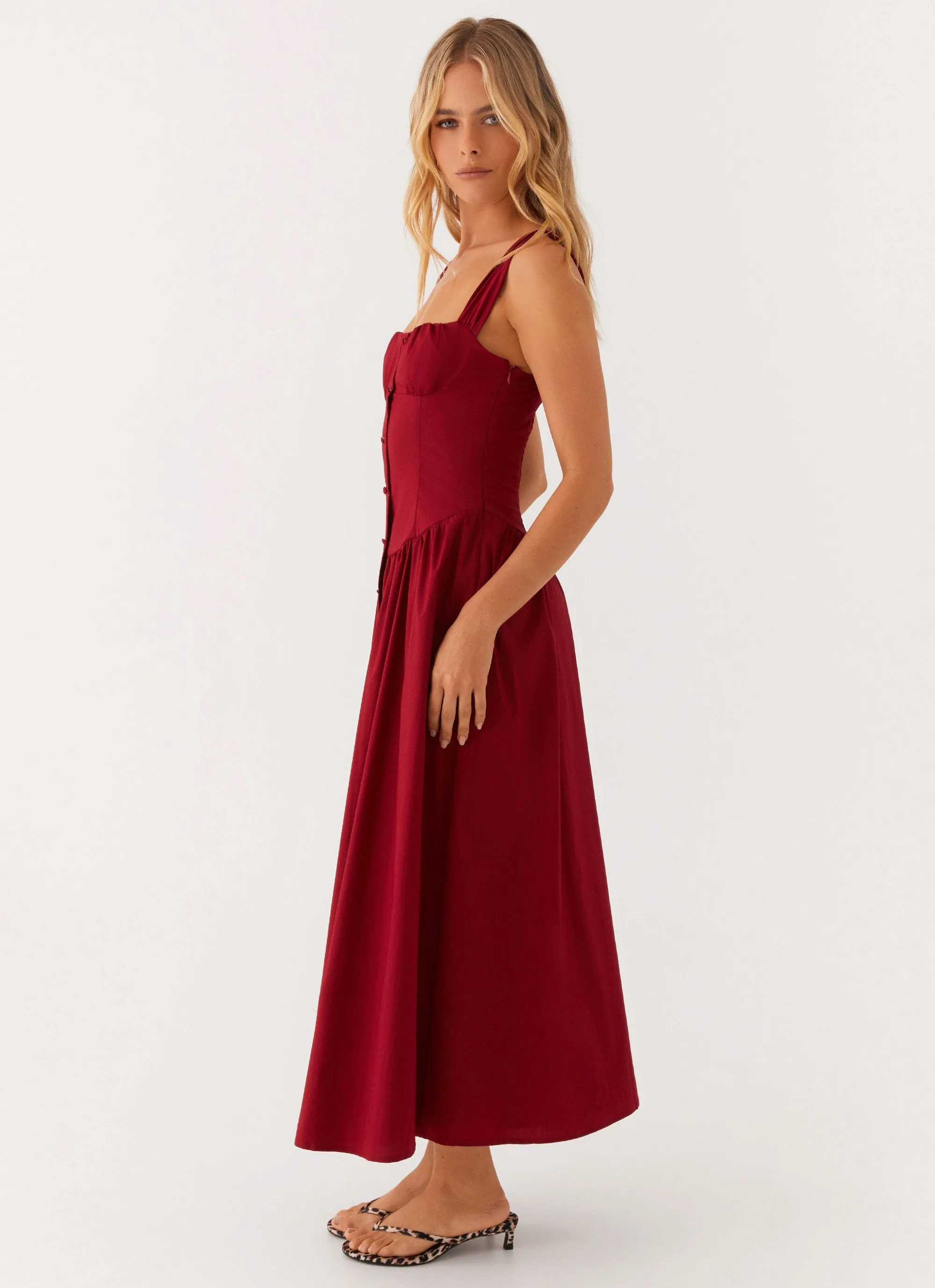Holiday Wear Emmalina Midi Dress - Deep Red