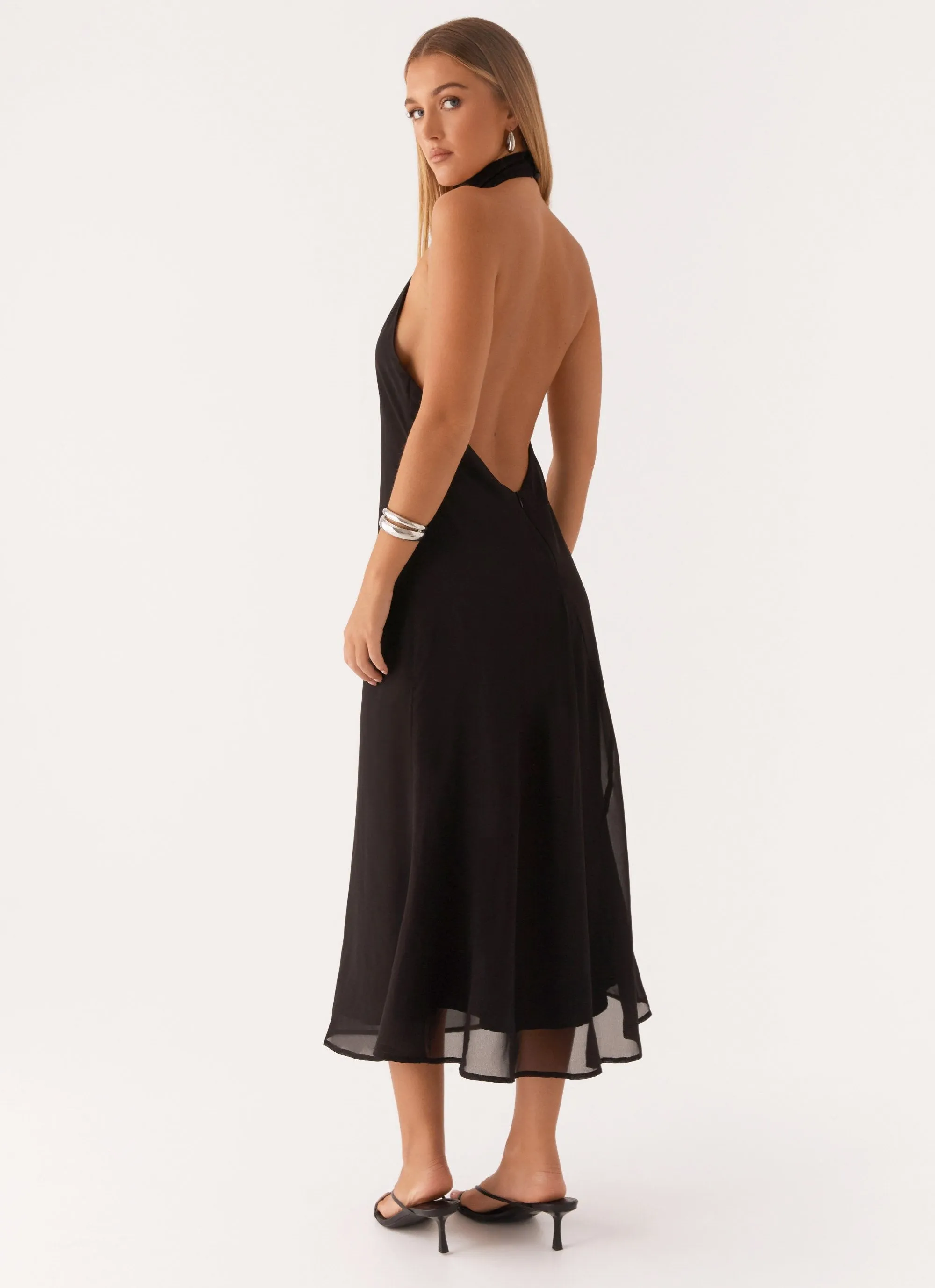 Boho Aesthetic UVProtectiveLayer Emmalyn Midi Dress - Black