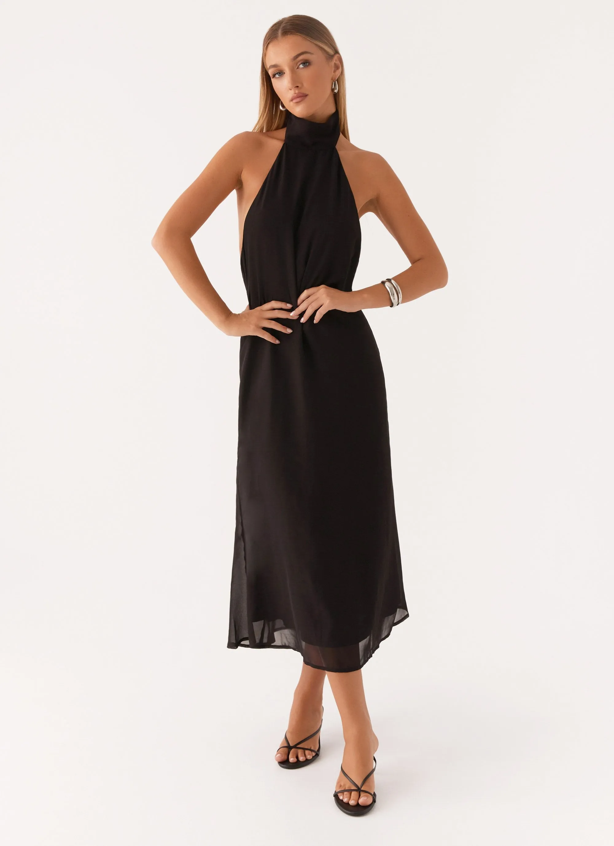 breathable fabric dress Travel Option Emmalyn Midi Dress - Black