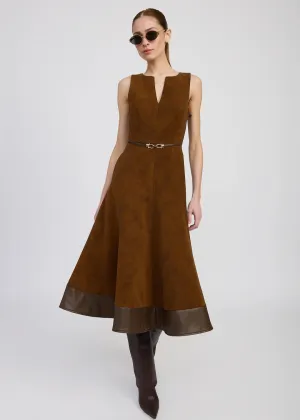 En Saison Eloise Midi Dress Brown Subtle Finish Grace Glow
