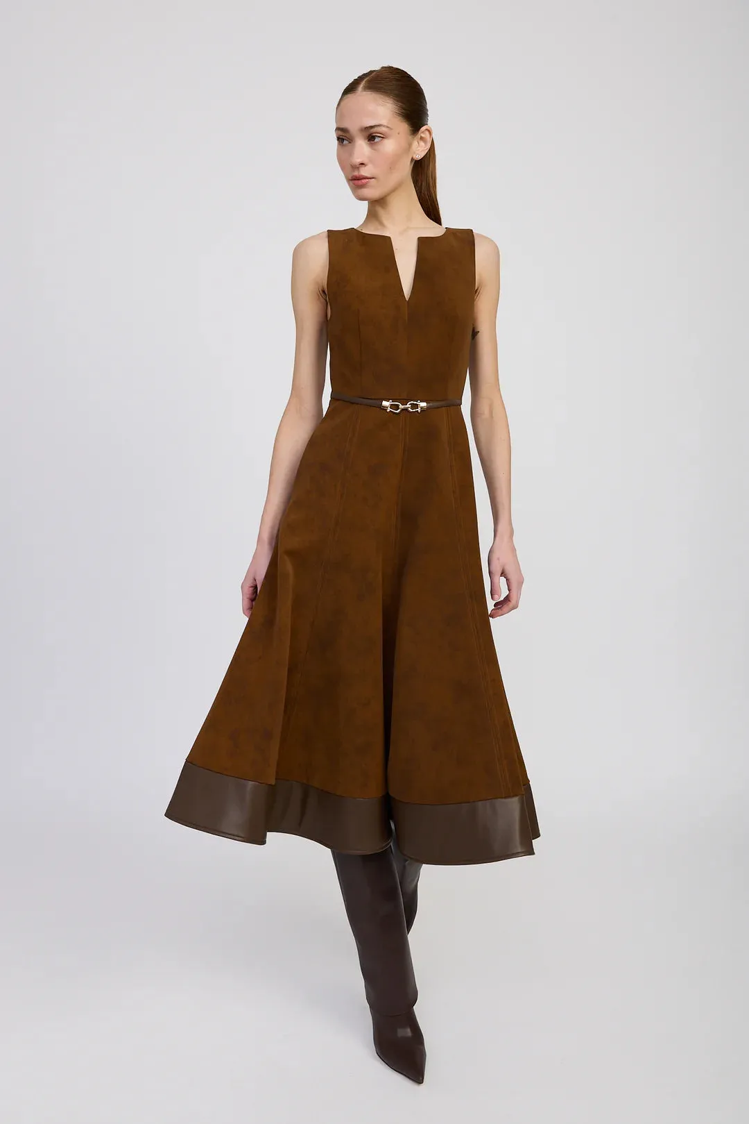 En Saison Eloise Midi Dress Brown spring outfit Lounge Texture