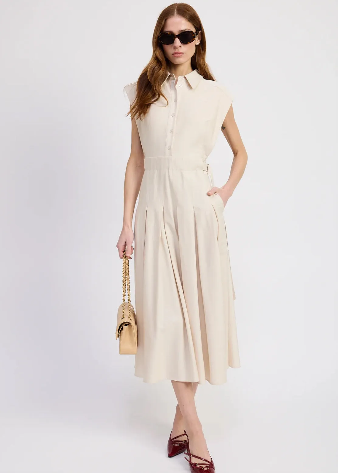 MoldResistantTexture Subtle Mood En Saison Quince Midi Dress Ecru