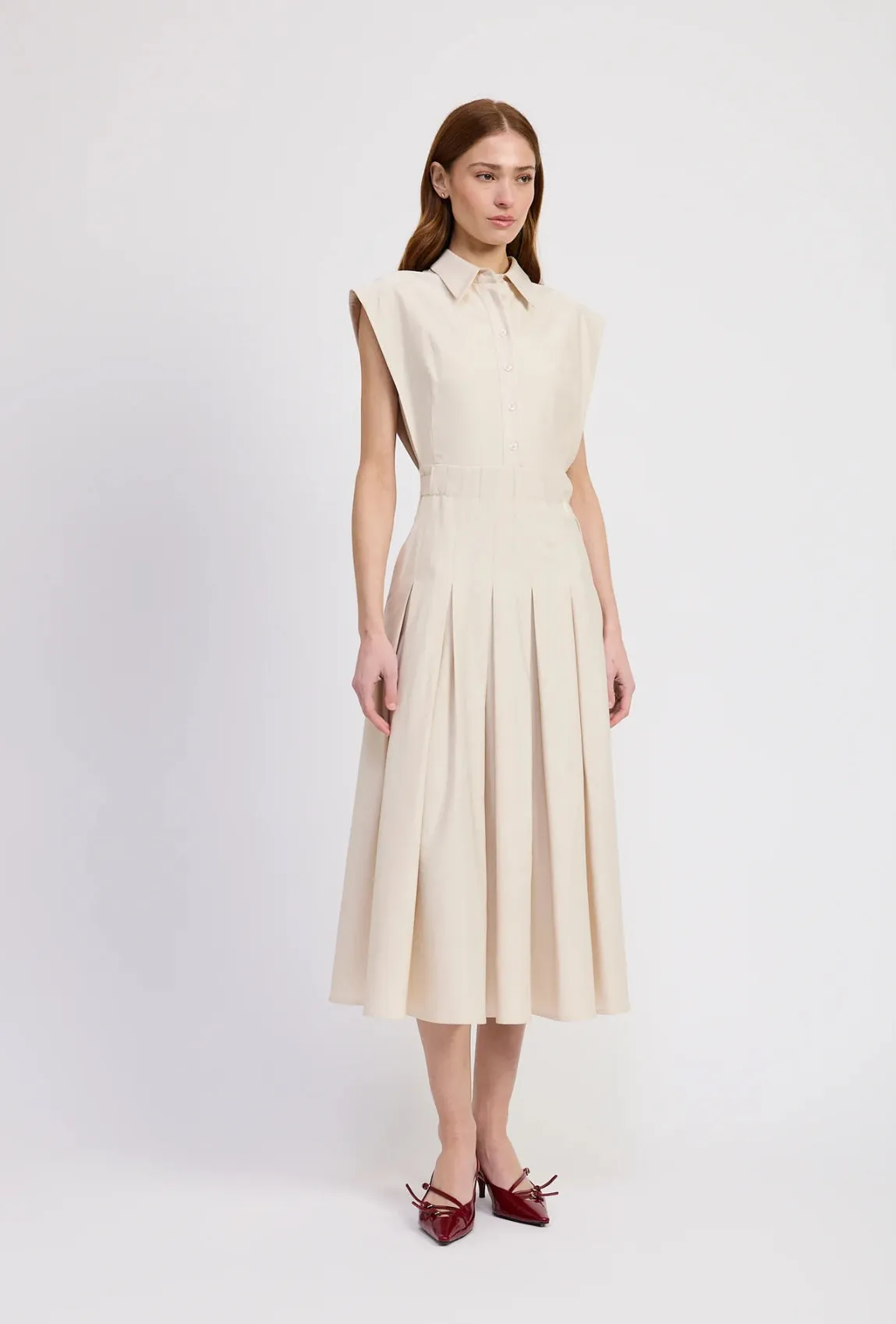 Comfortable and Chic Body Harmony En Saison Quince Midi Dress Ecru
