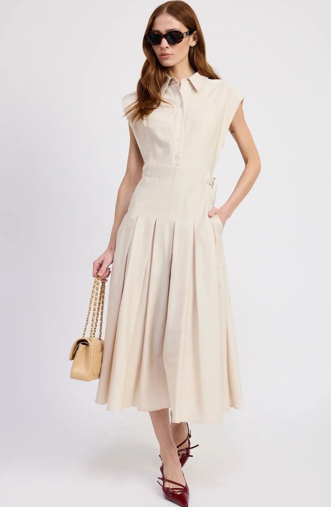 En Saison Quince Midi Dress Ecru Anti-bacterial