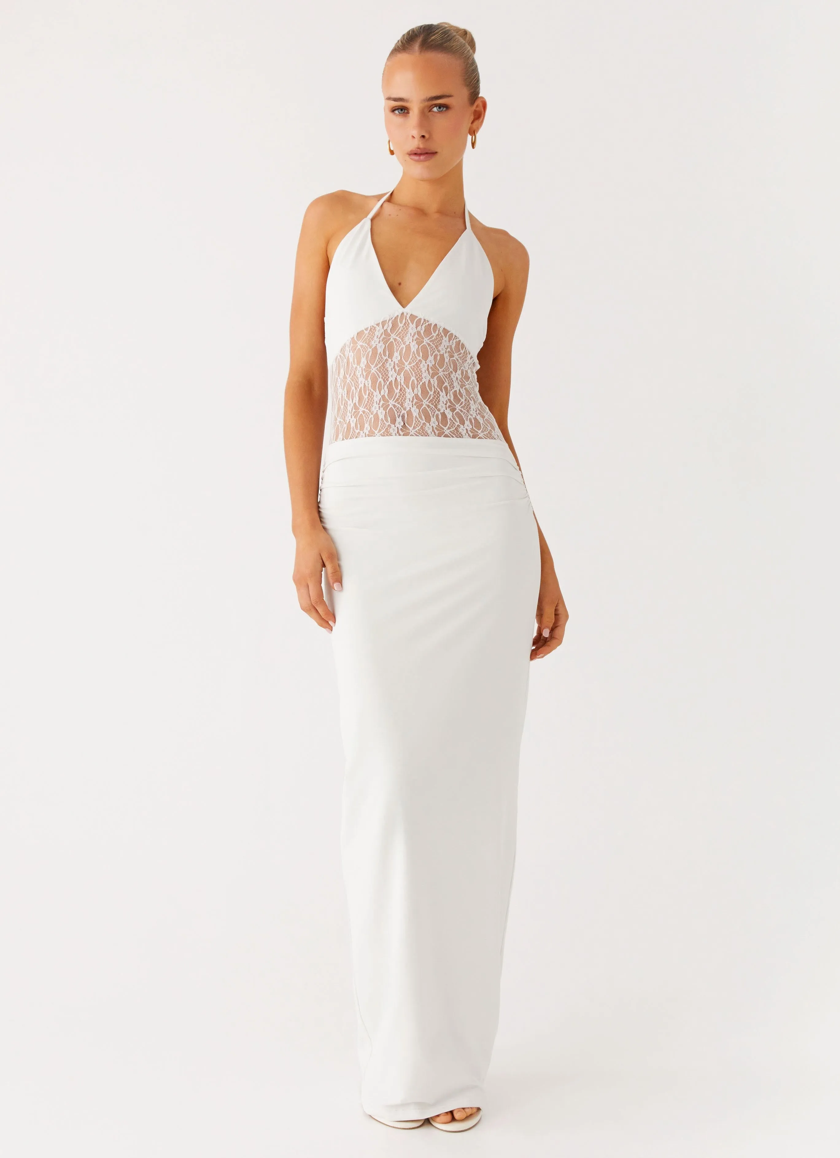 Enchant Lace Maxi Dress - Ivory Sleeveless