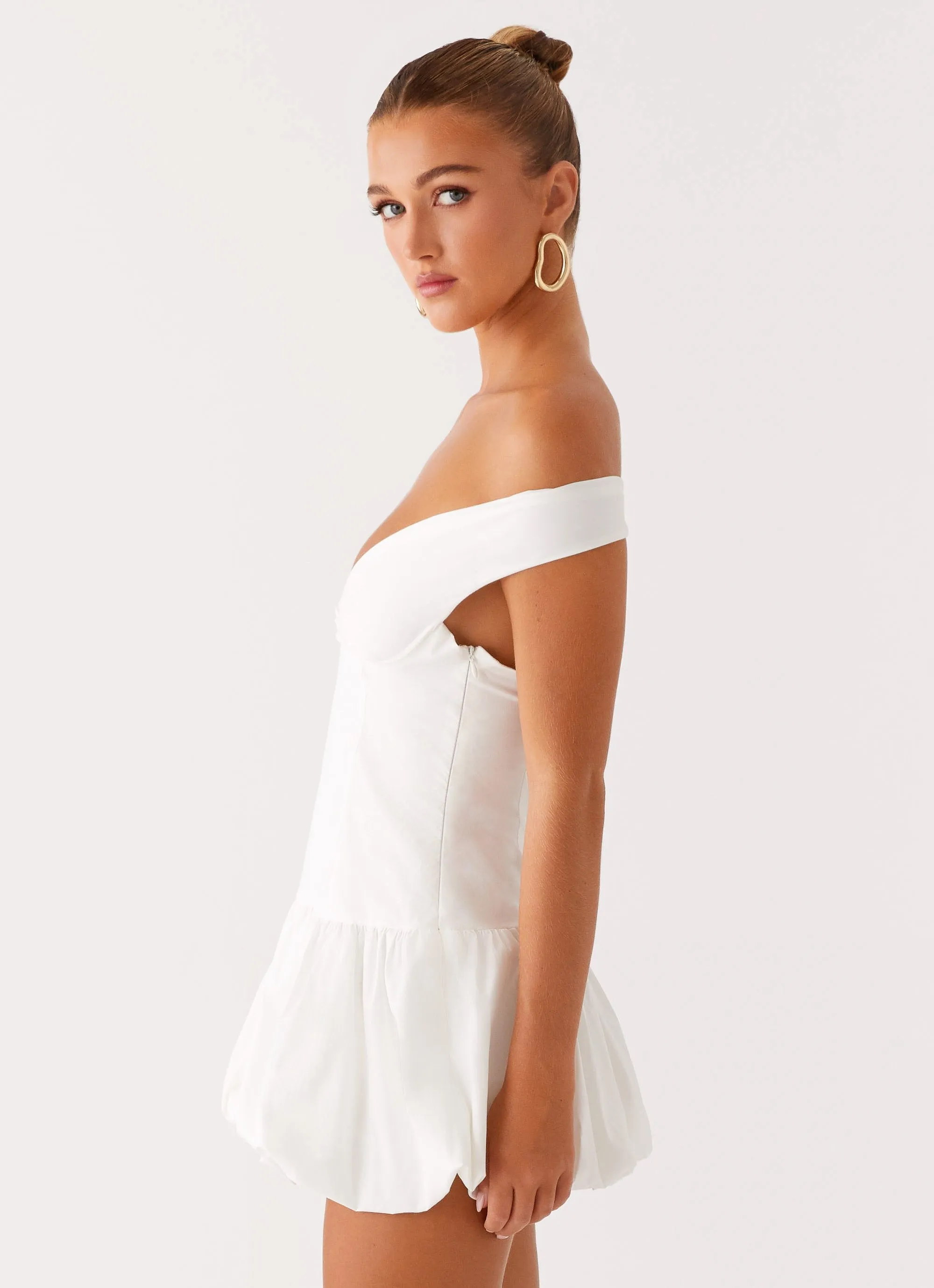Endless Romance Off Shoulder Mini Dress - White Trend Detail