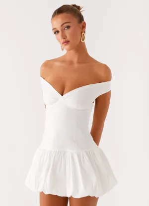 Endless Romance Off Shoulder Mini Dress - White Pure Stitch