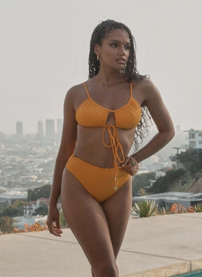 Paradise City Bikini Bottom - Summer Mango Comfortable Stretch ethnic