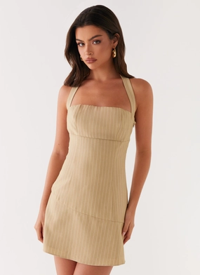 Casual Pick Gentle Glow Erica Mini Dress - Beige Stripe
