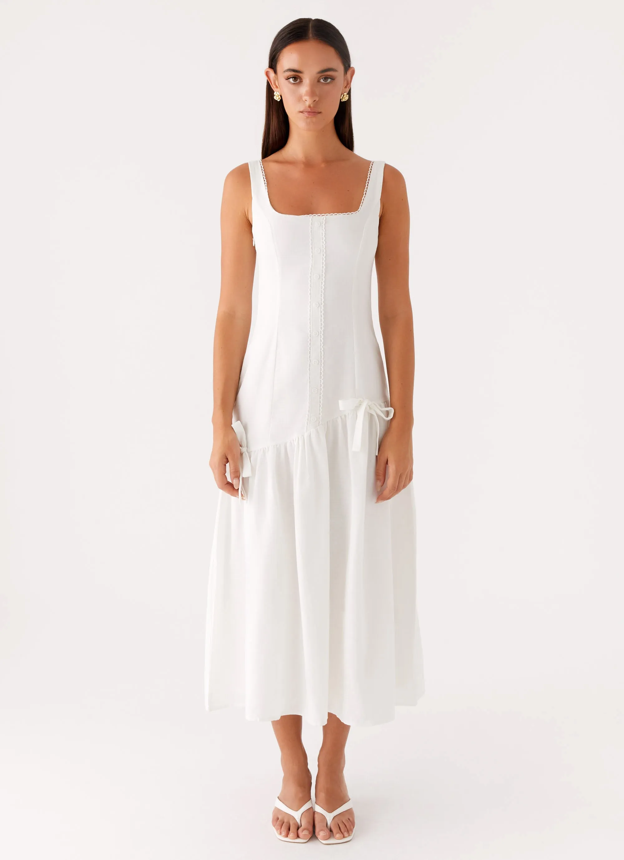 Esmerelda Midi Dress - White Versatile Layer Wear
