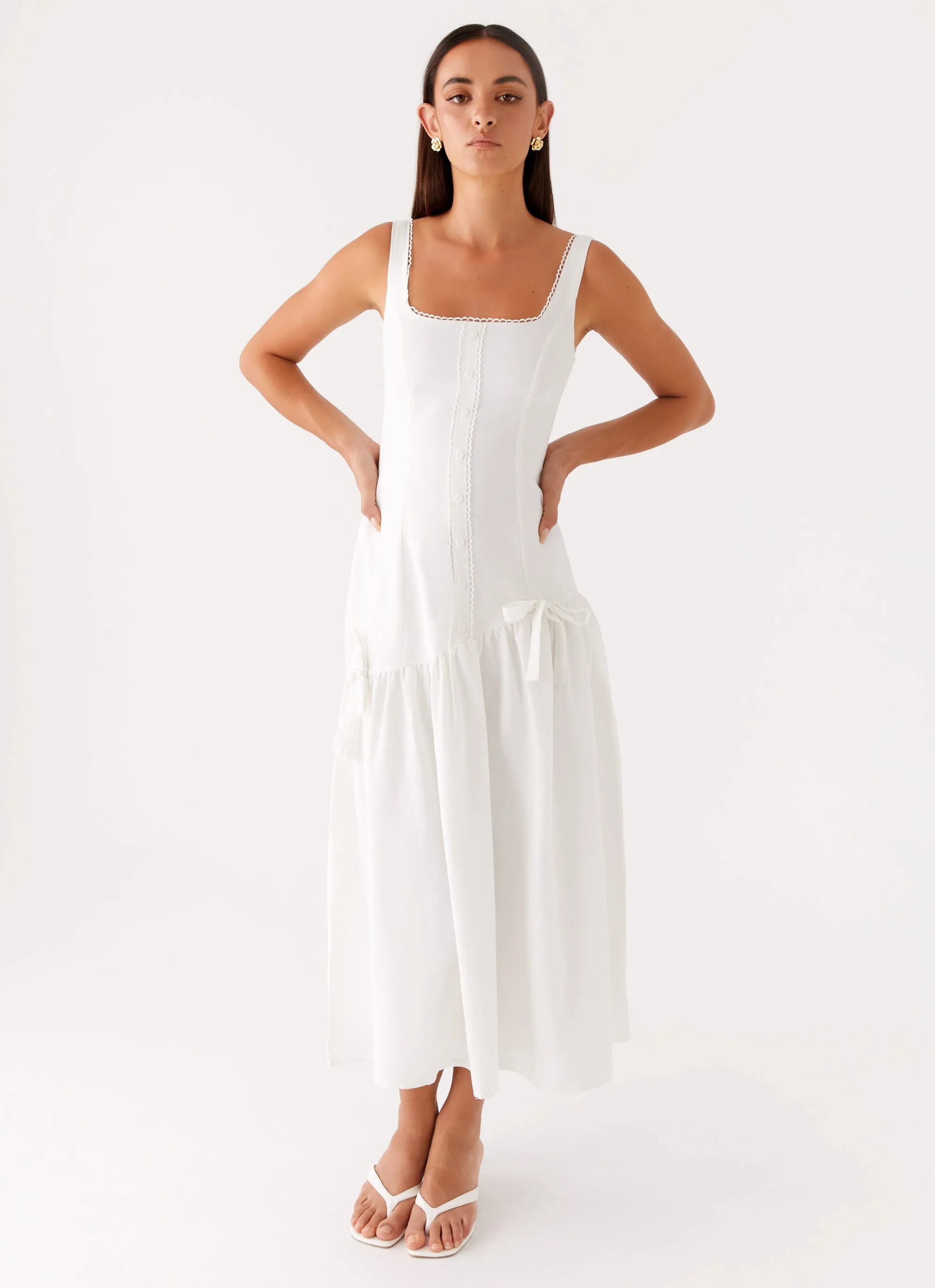 Esmerelda Midi Dress - White Casual Elegance Chill Wear