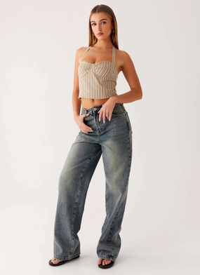 Back Again Straight Leg Denim Jeans - Dirty Wash Quick Slip