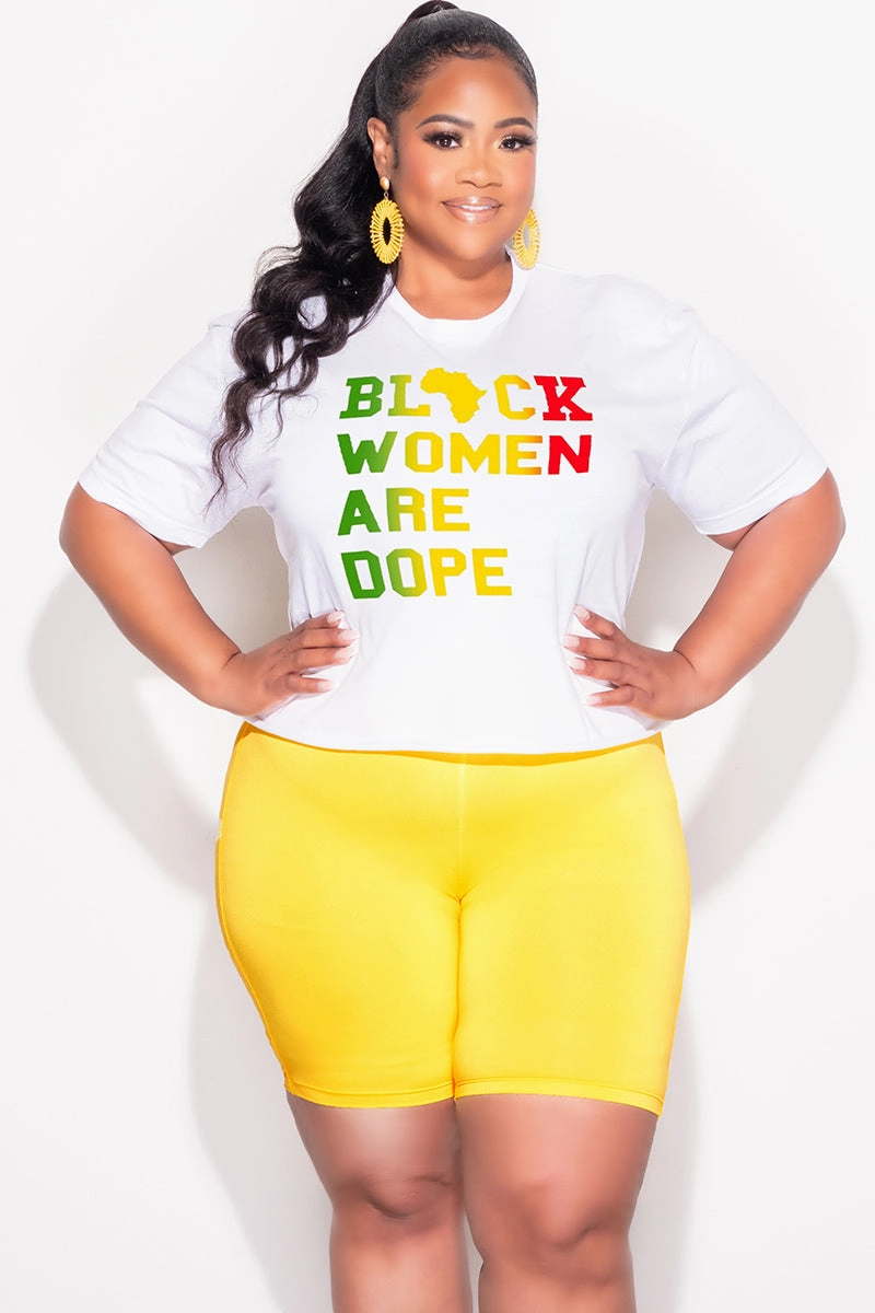 Final Sale Plus Size Fitted Cropped Cut White - Black Women Are Dope  T-Shirt Water-resistant
