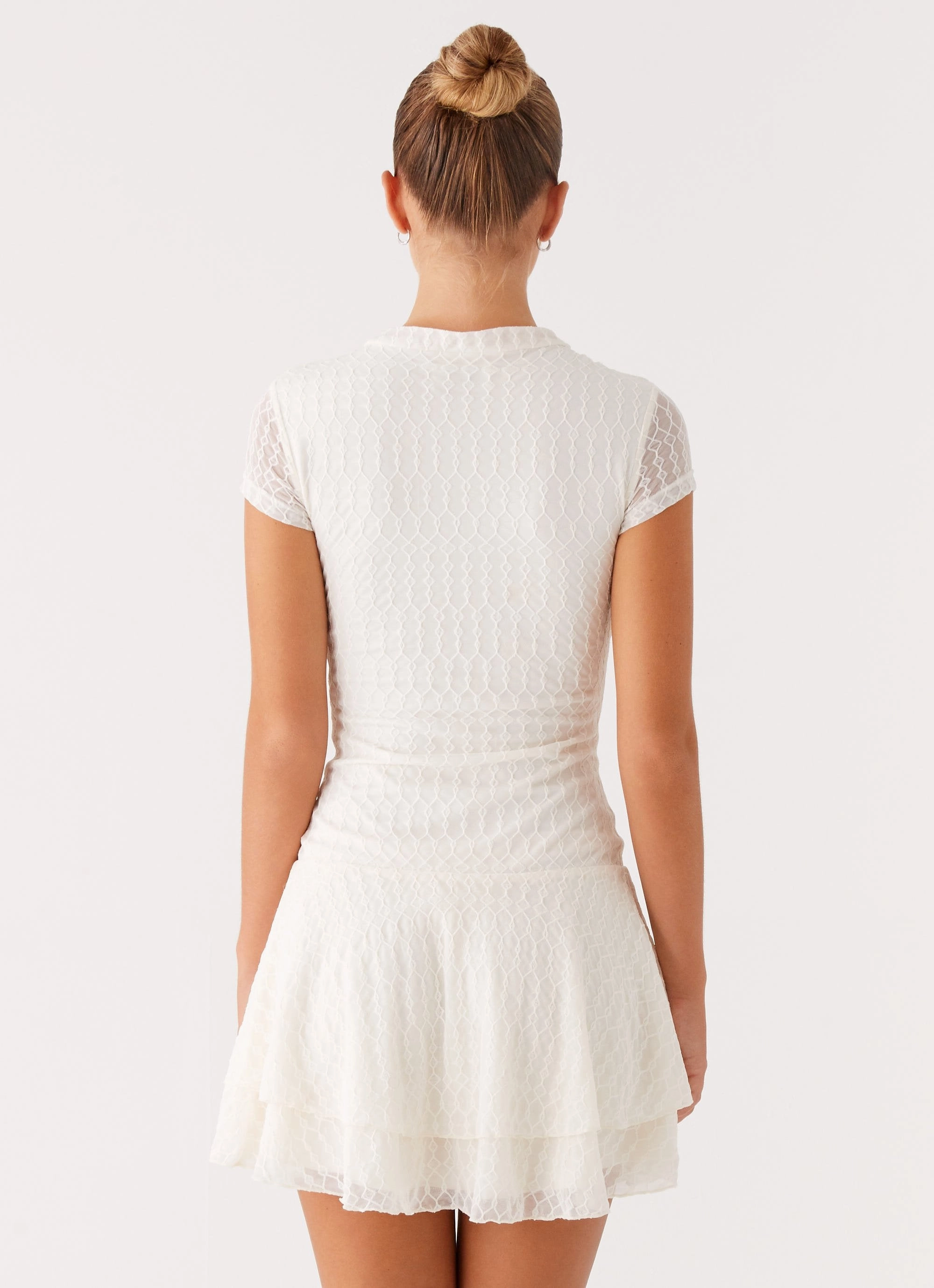 Straight-Cut Trendy summer outfit Esty Mini Dress - Ivory
