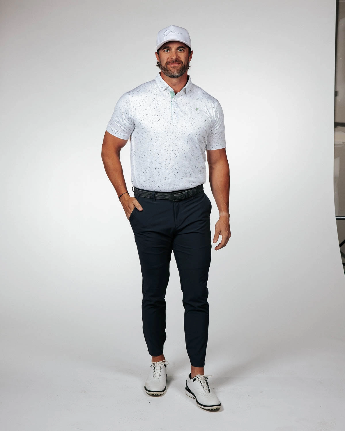 Glow In The Dark Accent Trim ShockAbsorbing Teal Confetti Classic Polo