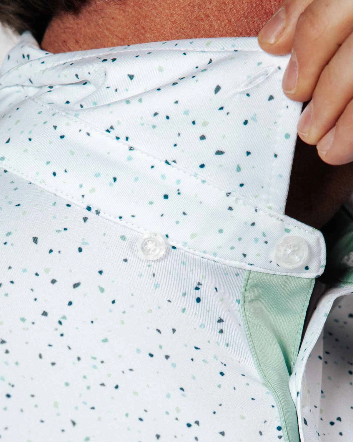 Teal Confetti Classic Polo MoistureWicking Material NaturalFiberBlend