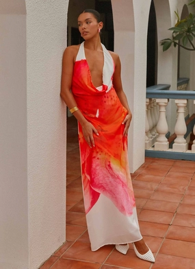 Calabasas Maxi Dress - White Floral Subtle Finish