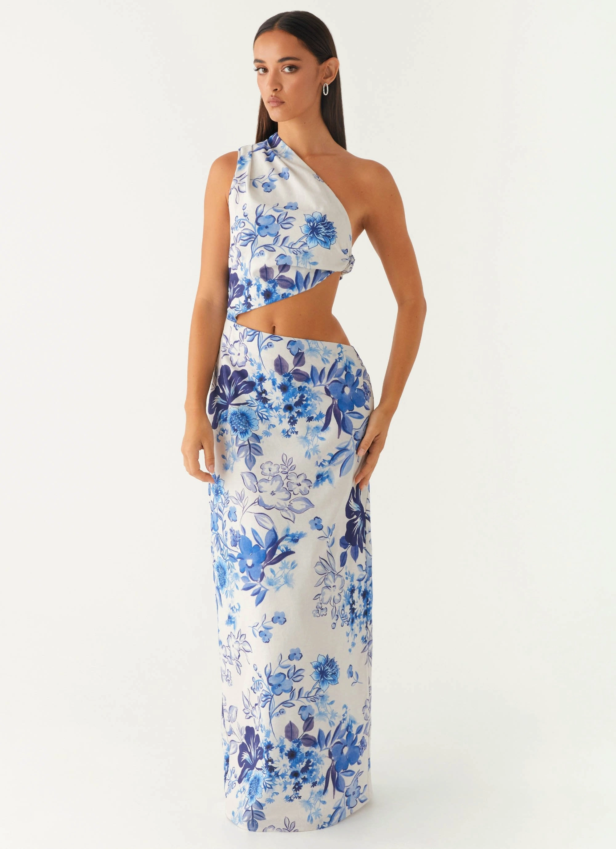 All Summer Long Maxi Dress - Serene Sky Floral Wrap Glow Vibrant Design