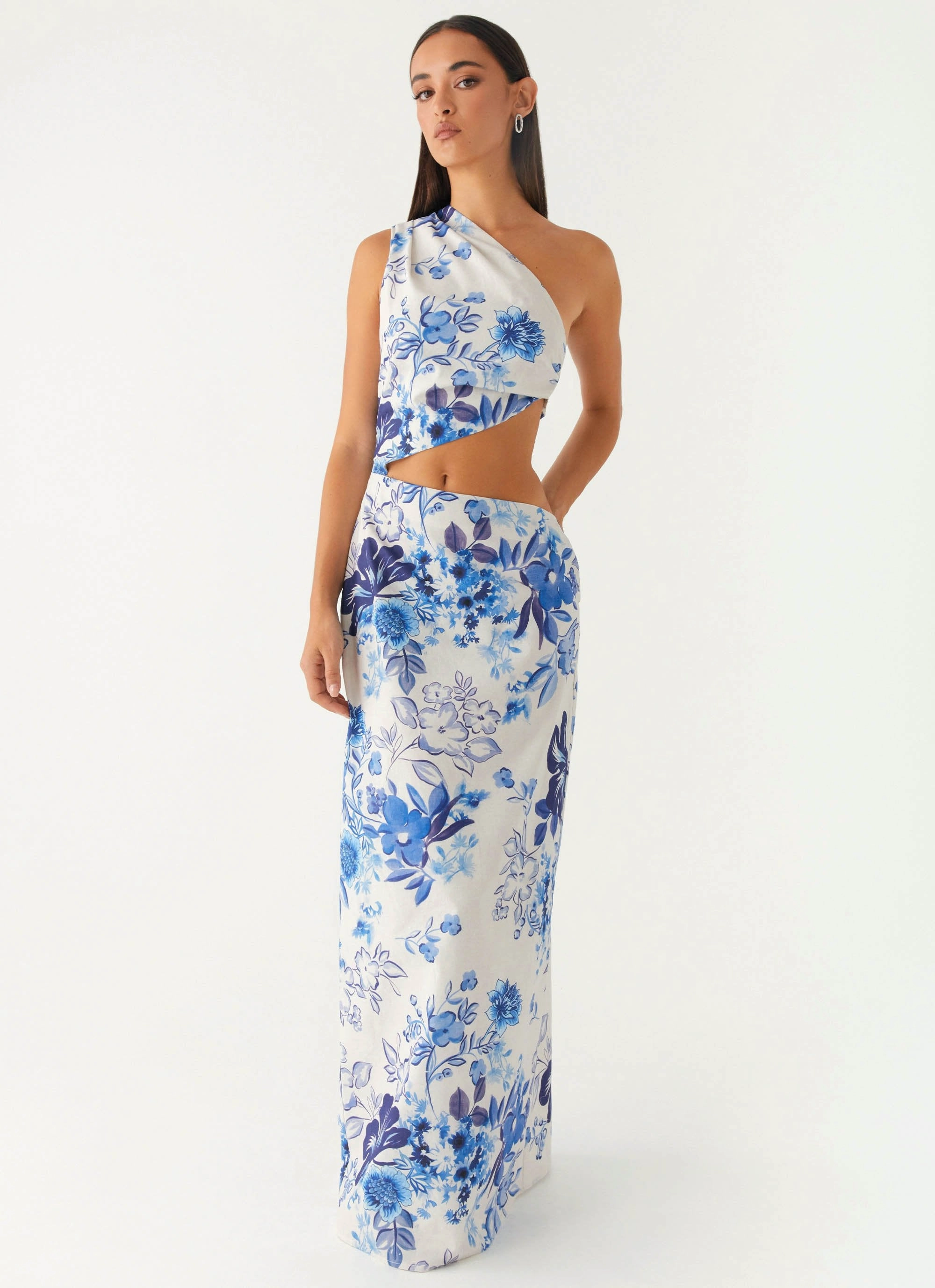 All Summer Long Maxi Dress - Serene Sky Floral Event Perfect Soft Structure