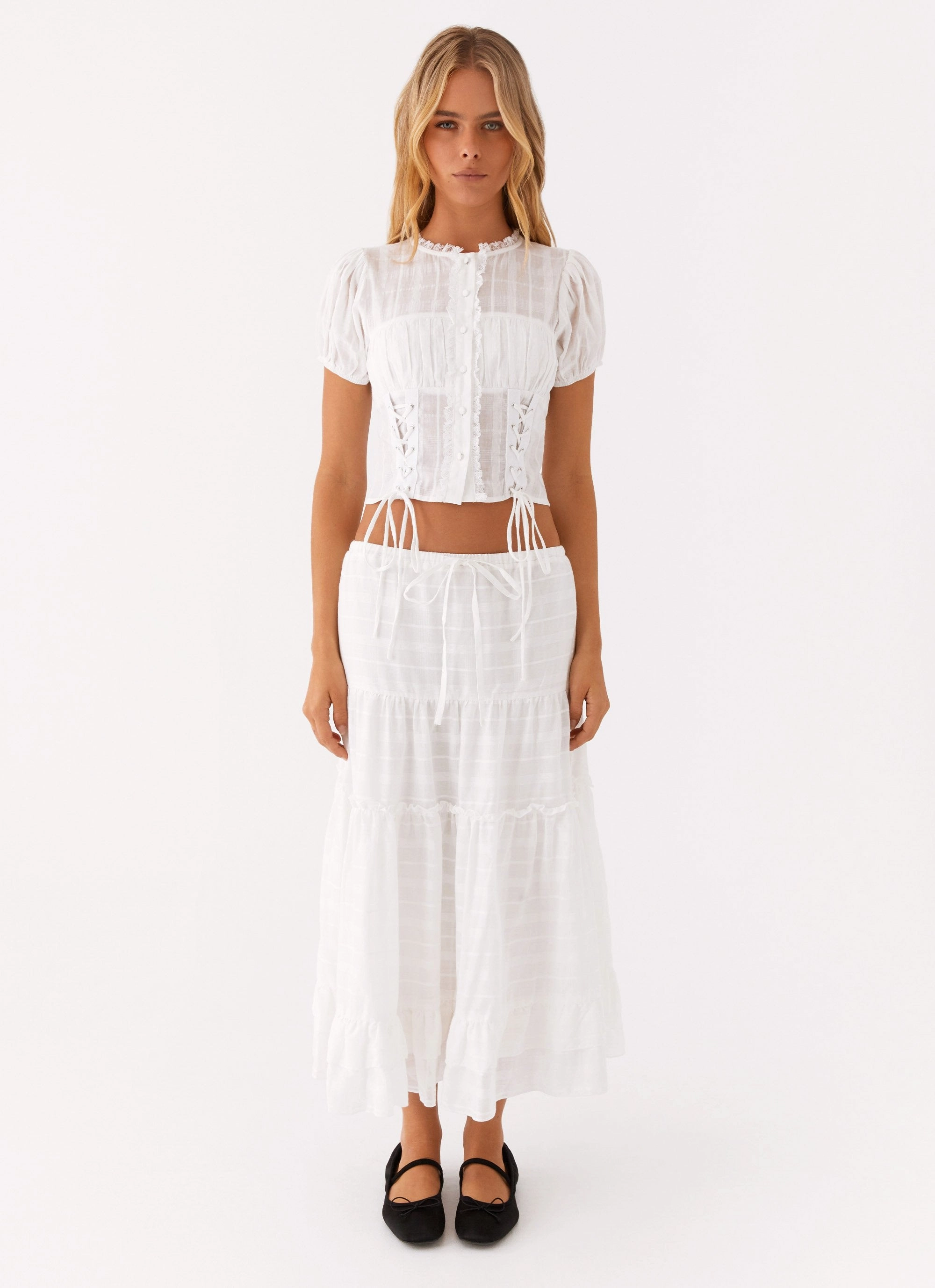 Non Restrictive Mobility Reflective Logo Detail Beatrix Top - White