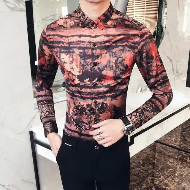 Europe type printing long sleeve shirt