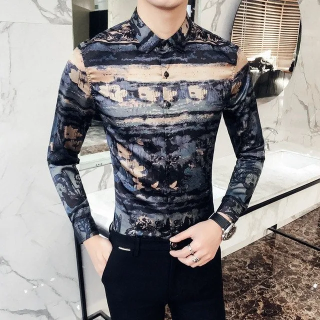 Europe type printing long sleeve shirt
