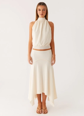 Neutral Tone Palette Slim Fit Shirt Evaden Backless Top - Ivory
