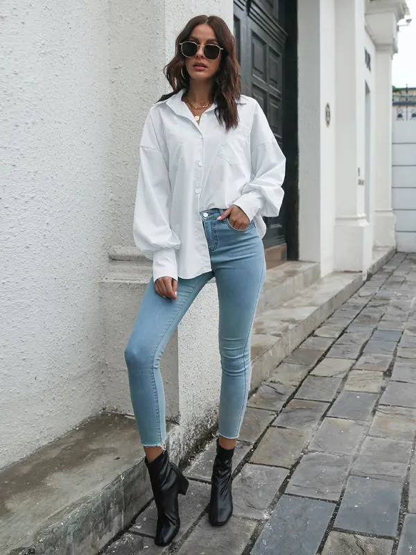 Evelina Women's Lantern Sleeve Drop Shoulder Long Sleeve Shirt