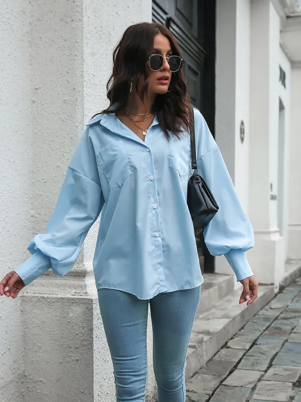 Evelina Women's Lantern Sleeve Drop Shoulder Long Sleeve Shirt