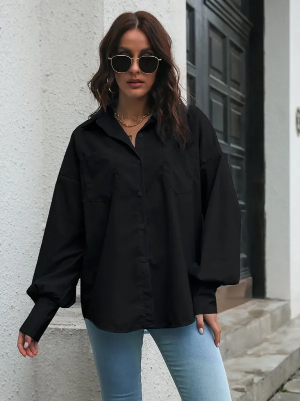 Evelina Women's Lantern Sleeve Drop Shoulder Long Sleeve Shirt