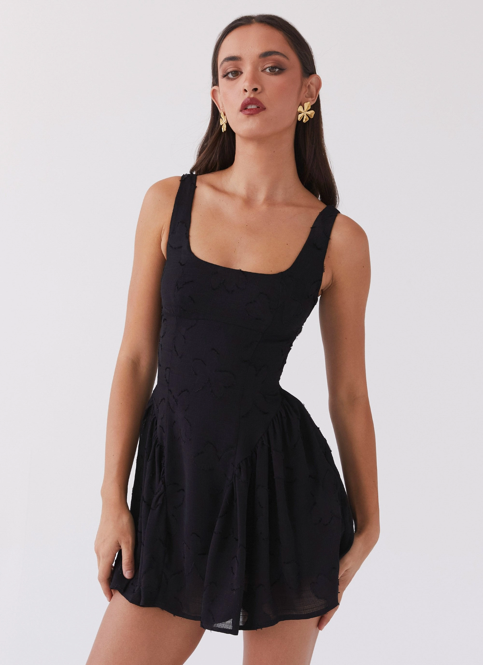 Evelyn Mini Dress - Black Fashion Daily luxe feel