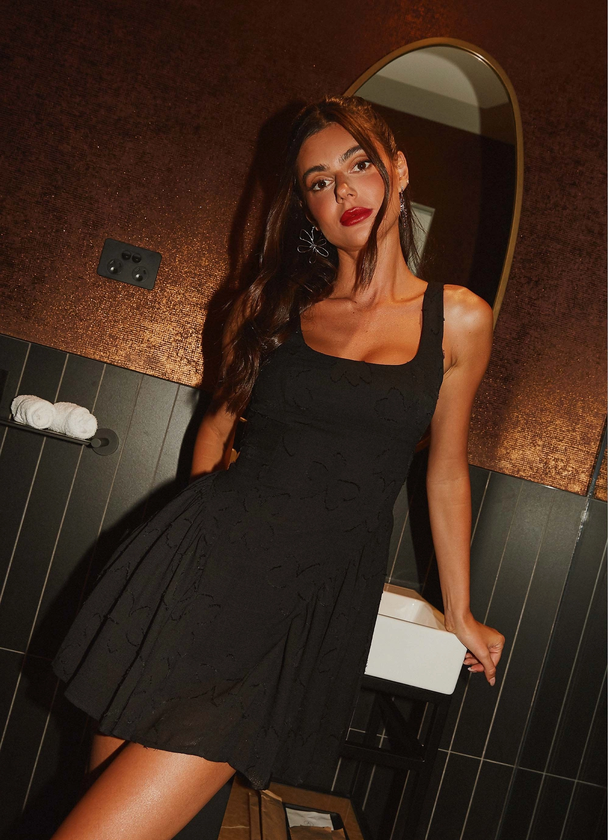 Evelyn Mini Dress - Black Understated Elegance