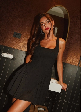 Evelyn Mini Dress - Black Understated Elegance