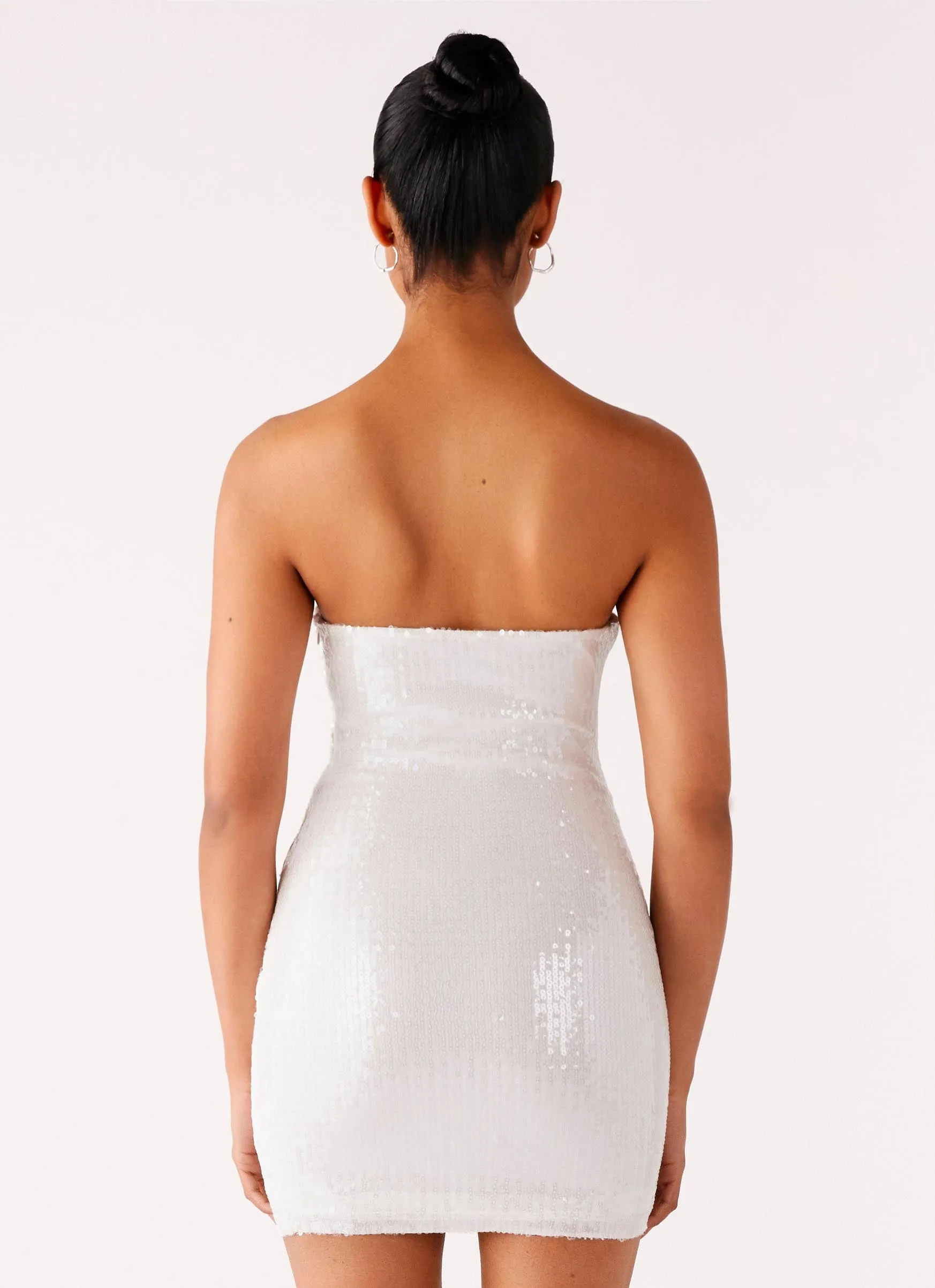 Clyra Sequin Mini Dress - Ivory Mature Glam One Piece Look