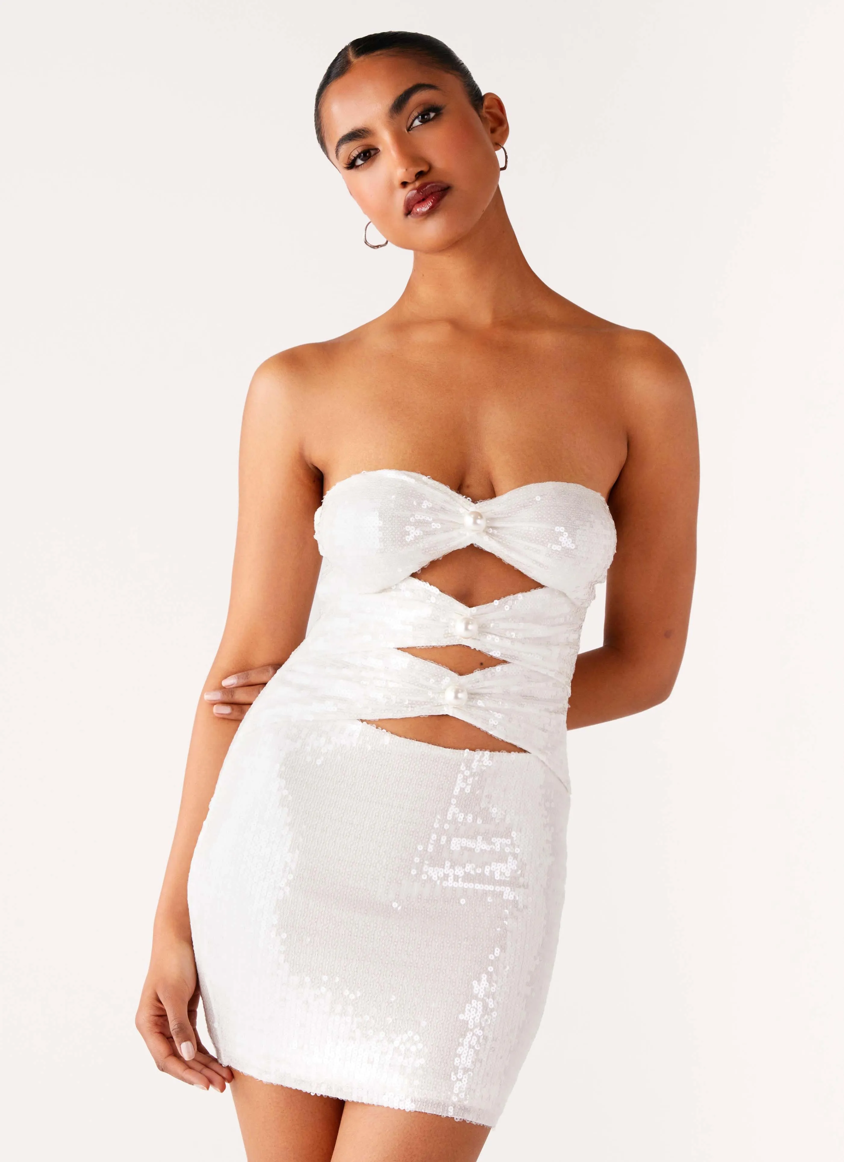 Minimal Details Chill Edge Clyra Sequin Mini Dress - Ivory