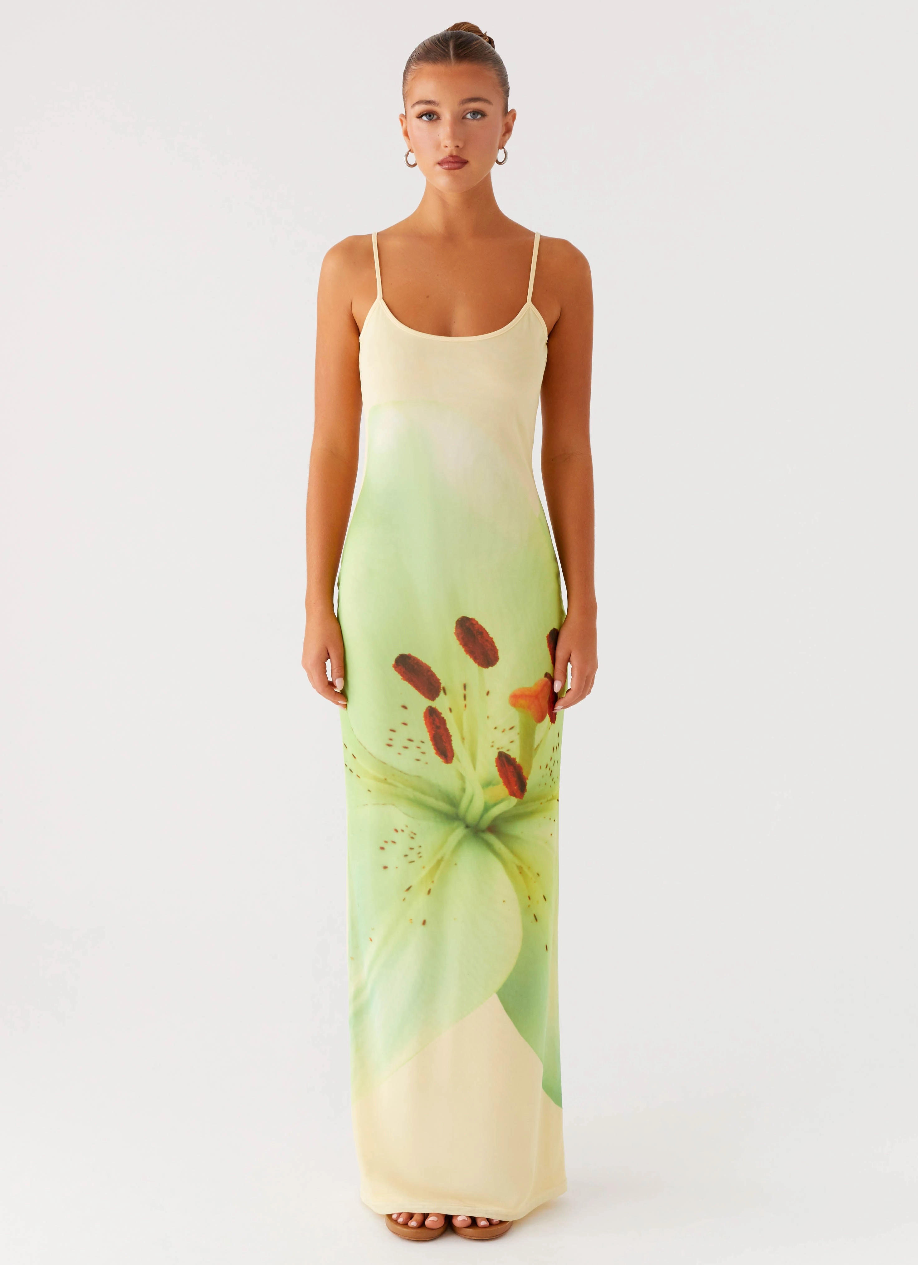 Bad News Mesh Maxi Dress - Yellow Lily Effortless weekend dress Open Back