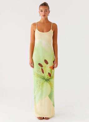 Bad News Mesh Maxi Dress - Yellow Lily Effortless weekend dress Open Back